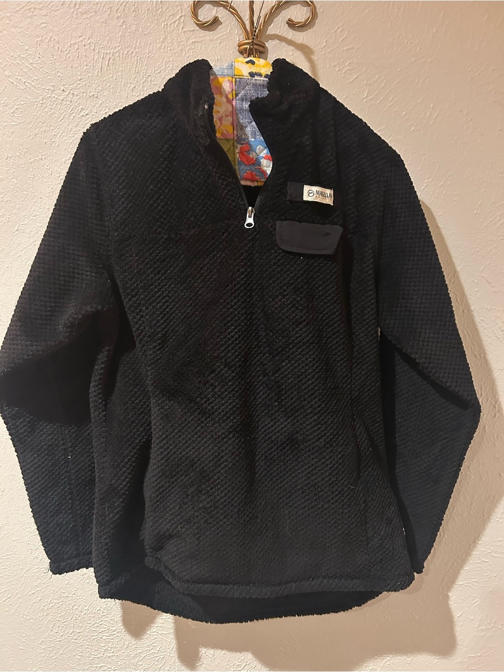 Magellan Outdoors Black Sherpa Fleece Pullover